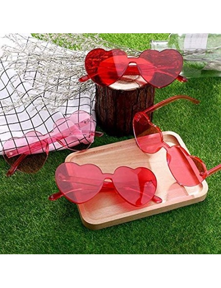 Rimless Heart Shape Party Sunglasses Frameless Glasses Eyewear (Red) - Red - C218T7OGT6D $11.64