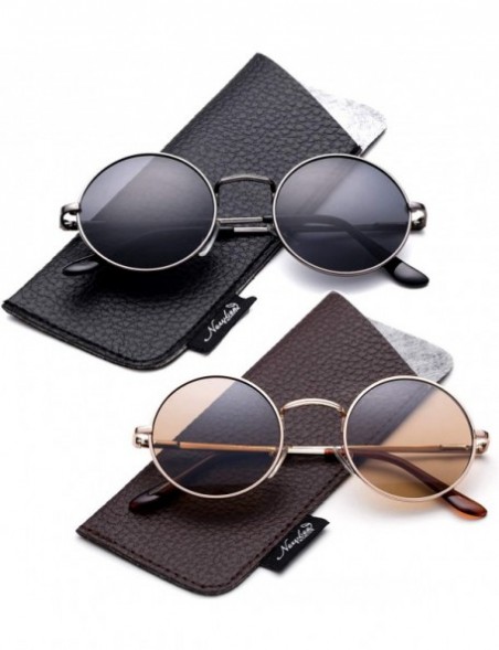 Goggle Vintage Polaroid Sunglasses Polarized Steampunk - 2 Pack - Gunmetal / Smoke & Gold /Brown - CM18EQUT372 $15.59