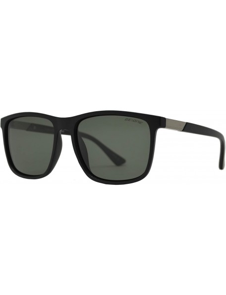 Rectangular Mens Polarized Sports Rectangular Sunglasses UV Protection Anti Glare - Matte Black + G15 Green - CP195D2CGGO $12.46