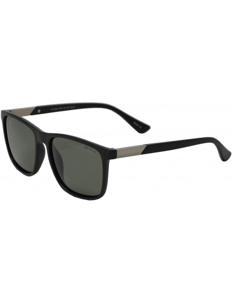 Rectangular Mens Polarized Sports Rectangular Sunglasses UV Protection Anti Glare - Matte Black + G15 Green - CP195D2CGGO $12.46