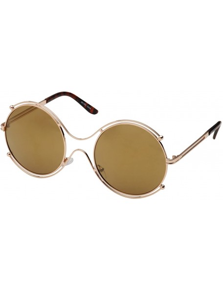 Aviator Women's Aviator Round Lens Vintage Style Sunglasses - Gold - CE12LZTY4L7 $14.31