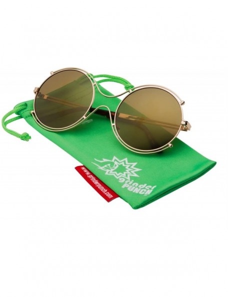 Aviator Women's Aviator Round Lens Vintage Style Sunglasses - Gold - CE12LZTY4L7 $14.31