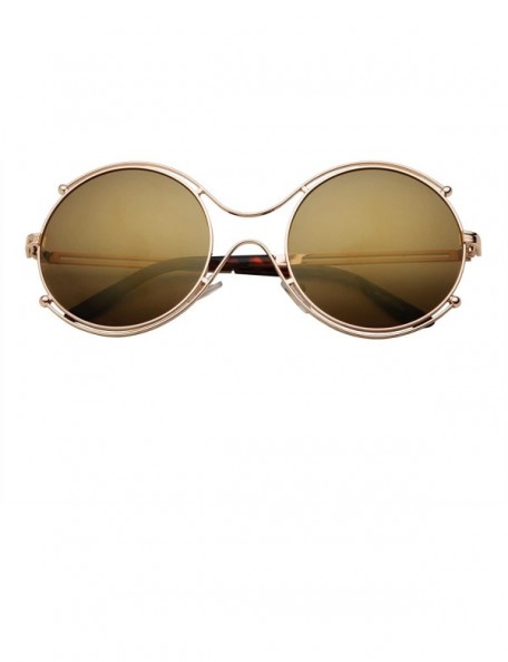 Aviator Women's Aviator Round Lens Vintage Style Sunglasses - Gold - CE12LZTY4L7 $14.31