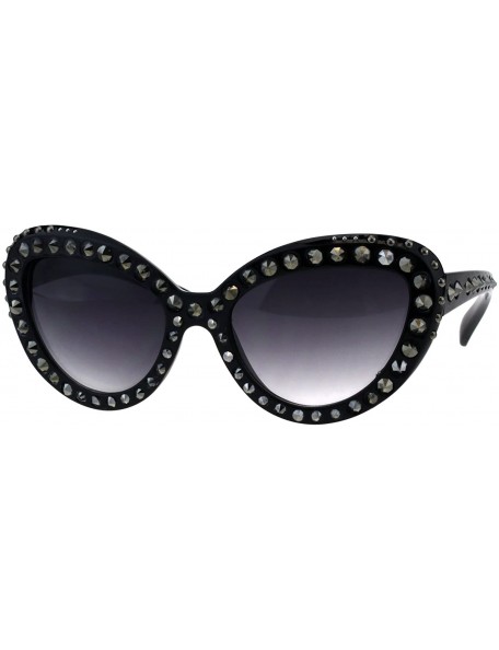 Oversized Womens Metal Stud Luxury Diva Plastic Oversize Cat Eye Sunglasses - Black Smoke - CA18E0YL36I $17.39