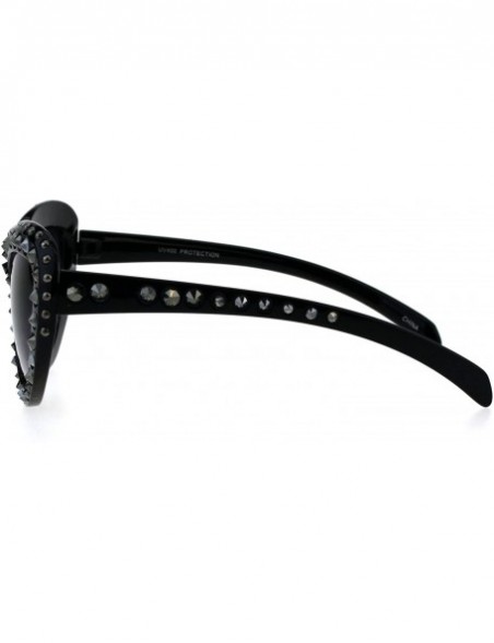 Oversized Womens Metal Stud Luxury Diva Plastic Oversize Cat Eye Sunglasses - Black Smoke - CA18E0YL36I $17.39