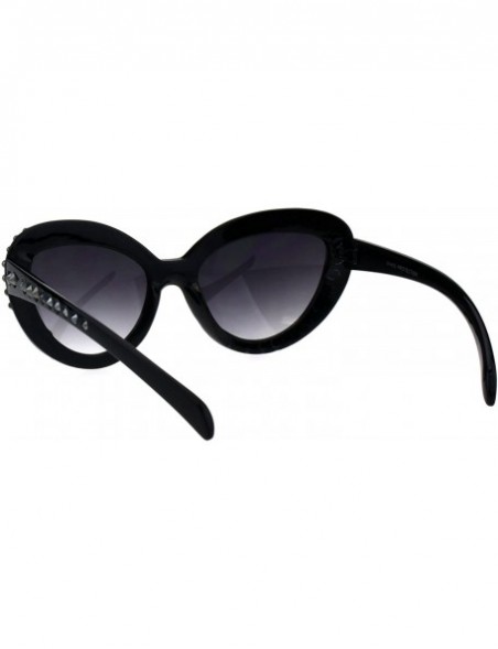 Oversized Womens Metal Stud Luxury Diva Plastic Oversize Cat Eye Sunglasses - Black Smoke - CA18E0YL36I $17.39