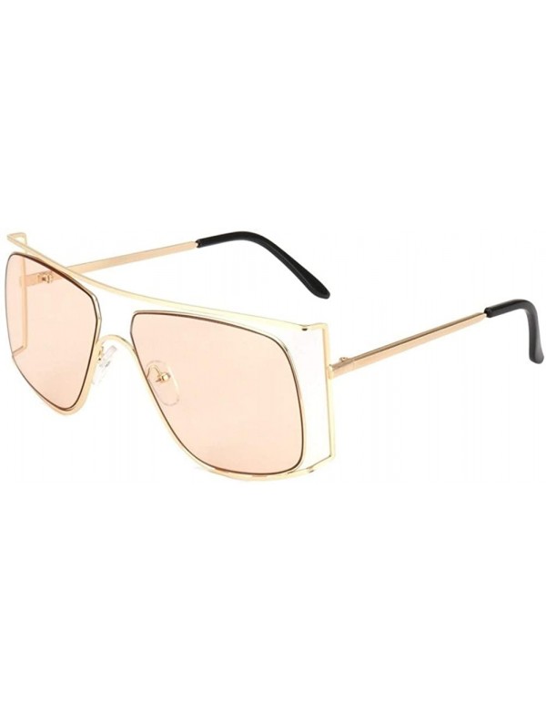 Oversized Oversize Frames Sunglasses for Women Unique Metal Frame Eyeglasse UV400 - C8 Light Brown - CZ198KK3C2A $15.67