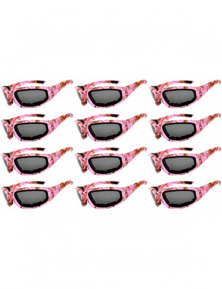 Goggle 12 PCS Motorcycle Padded Foam Glasses Colored Lens Sunglasses Pink White Silver - 12-moto-camo-pink-smoke - CZ18CZH0NW...