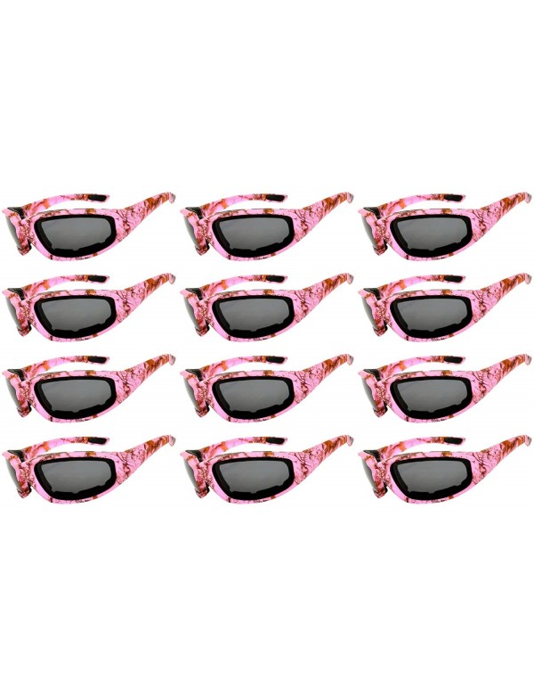 Goggle 12 PCS Motorcycle Padded Foam Glasses Colored Lens Sunglasses Pink White Silver - 12-moto-camo-pink-smoke - CZ18CZH0NW...