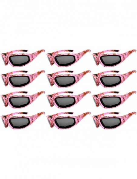 Goggle 12 PCS Motorcycle Padded Foam Glasses Colored Lens Sunglasses Pink White Silver - 12-moto-camo-pink-smoke - CZ18CZH0NW...