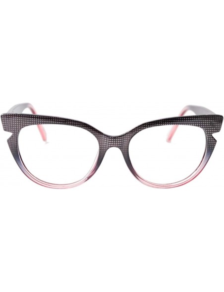 Oversized Womens Hit Color Grid Pattern Cat Eye Reading Glass Eyeglass Frame - Purple - C5192O9QHW6 $14.00