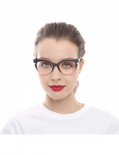 Oversized Womens Hit Color Grid Pattern Cat Eye Reading Glass Eyeglass Frame - Purple - C5192O9QHW6 $14.00