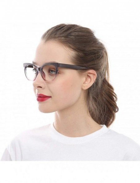 Oversized Womens Hit Color Grid Pattern Cat Eye Reading Glass Eyeglass Frame - Purple - C5192O9QHW6 $14.00