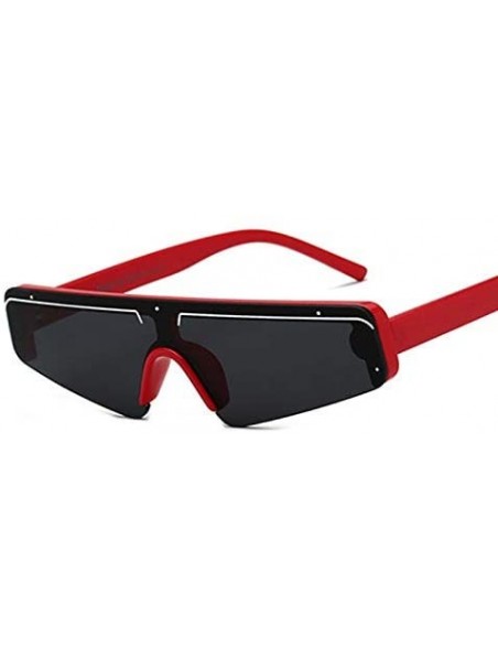 Rectangular Flat Top Half Frame Sunglasses Women Retro Stripe Men Shades Rimless - White Black - CP18Y8G4M8R $22.50