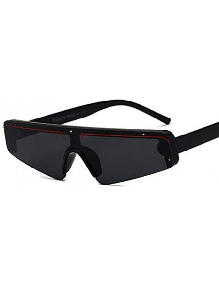 Rectangular Flat Top Half Frame Sunglasses Women Retro Stripe Men Shades Rimless - White Black - CP18Y8G4M8R $22.50