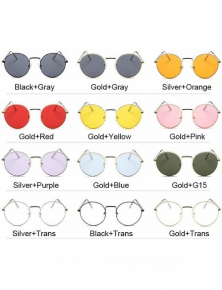 Oval Vintage Classic Metal Round Sunglasses Women Small New Retro Red Orange Pink Clear Glasses Shades UV400 - CA199C9YRA8 $2...