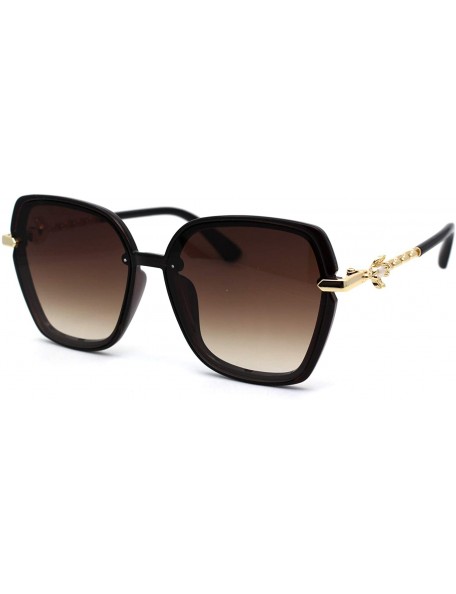Butterfly Womens Pearl Jewel Flower Chain Arm Butterfly Sunglasses - Brown Gold Brown - CH194KSGUHO $13.56