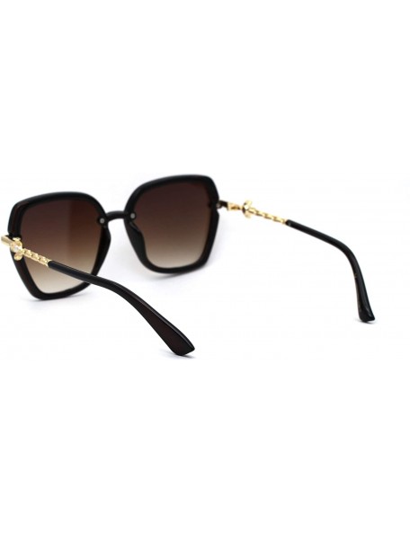 Butterfly Womens Pearl Jewel Flower Chain Arm Butterfly Sunglasses - Brown Gold Brown - CH194KSGUHO $13.56