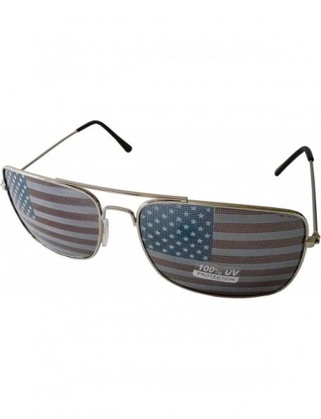 Aviator Classic Aviators Style Designer Inspired Sunglass with American Flag Print - CB110MZVUXB $10.24