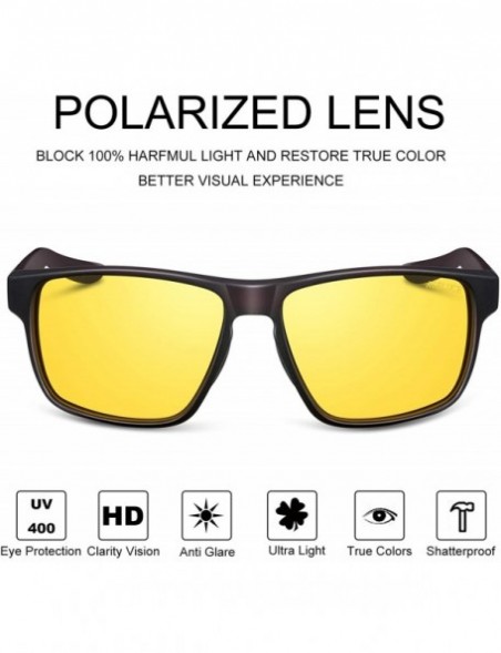 Round Night Driving Glasses for Men and Women-Polarized HD Night Vision Glasses-Anti Glare Yellow Lens - CH18TD37808 $23.83