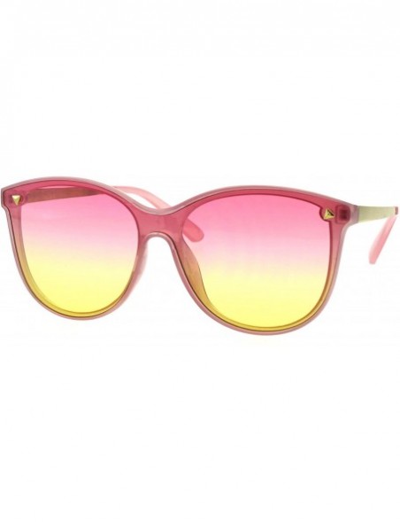 Shield Oceanic Gradient Color Lens Shield Horn Mod Trendy Sunglasses - Pink Yellow - C018EXM5HRG $14.69