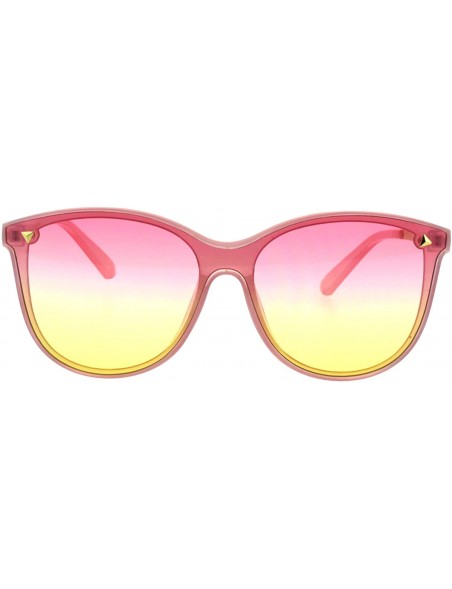 Shield Oceanic Gradient Color Lens Shield Horn Mod Trendy Sunglasses - Pink Yellow - C018EXM5HRG $14.69