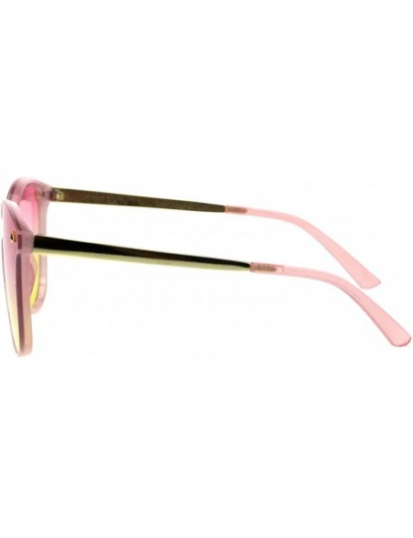 Shield Oceanic Gradient Color Lens Shield Horn Mod Trendy Sunglasses - Pink Yellow - C018EXM5HRG $14.69