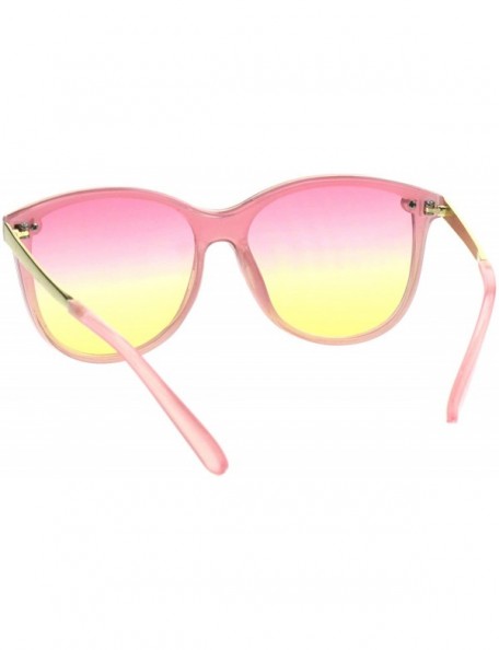 Shield Oceanic Gradient Color Lens Shield Horn Mod Trendy Sunglasses - Pink Yellow - C018EXM5HRG $14.69