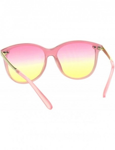 Shield Oceanic Gradient Color Lens Shield Horn Mod Trendy Sunglasses - Pink Yellow - C018EXM5HRG $14.69