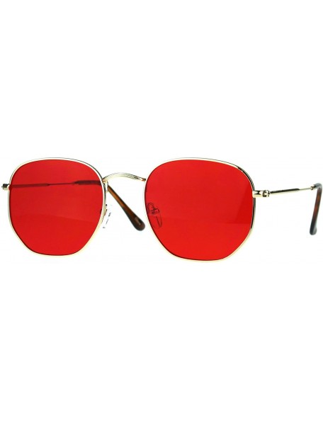 Rectangular Mens Pimp Color Octagonal Rectangular Metal Rim Sunglasses - Gold Red - C9187AZZMLK $19.03