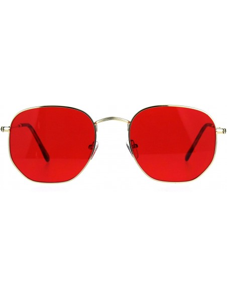 Rectangular Mens Pimp Color Octagonal Rectangular Metal Rim Sunglasses - Gold Red - C9187AZZMLK $19.03