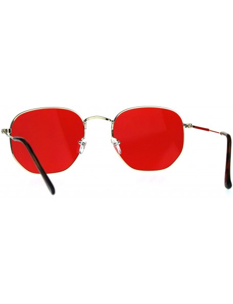 Rectangular Mens Pimp Color Octagonal Rectangular Metal Rim Sunglasses - Gold Red - C9187AZZMLK $19.03