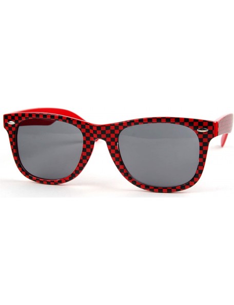 Rectangular Classic Sunglasses Red Frame Black Checker T712 - CB18IDO7NL6 $7.68