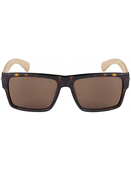 Rectangular Square Bamboo Polarized Sunglasses 540894BM-P - Demi - CN124R28TRJ $15.86