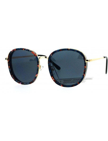 Square Retro Modern Fashion Sunglasses Womens Vintage Round Square Shades UV 400 - Blue Marble - C0185RW6LT2 $9.60