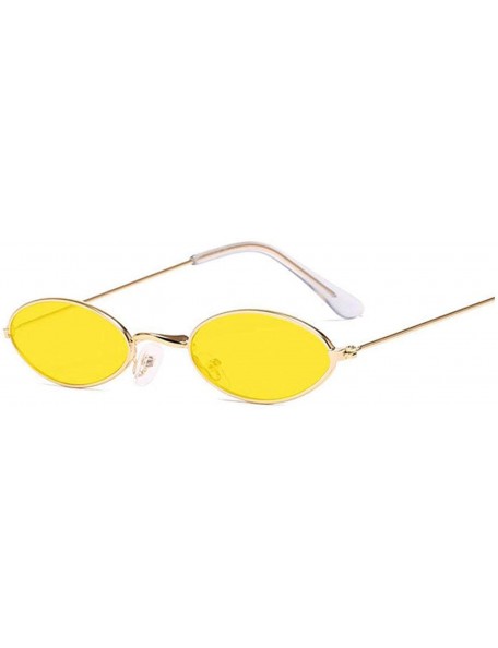 Square Retro Small Oval Sunglasses Women Vintage Shades Black Red Metal Color Sun Glasses FeFashion Lunette - Goldyellow - C4...