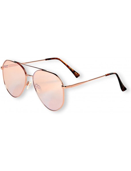 Aviator Modern Metal Aviator with Oversize Flat Mirror Lenses (Romeo) - Rose Gold/ Light Orange - C018Q0TZSZ8 $11.40