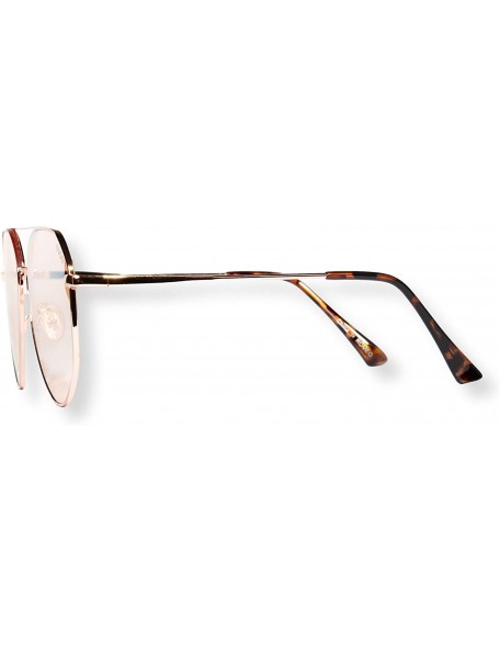 Aviator Modern Metal Aviator with Oversize Flat Mirror Lenses (Romeo) - Rose Gold/ Light Orange - C018Q0TZSZ8 $11.40