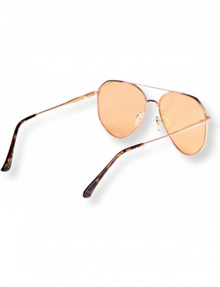 Aviator Modern Metal Aviator with Oversize Flat Mirror Lenses (Romeo) - Rose Gold/ Light Orange - C018Q0TZSZ8 $11.40