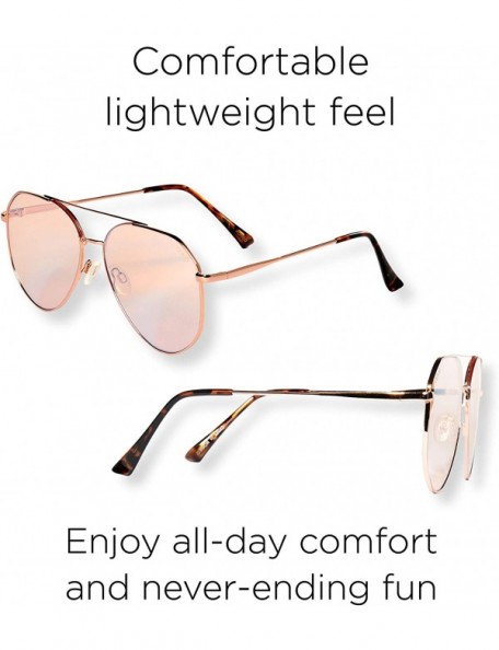 Aviator Modern Metal Aviator with Oversize Flat Mirror Lenses (Romeo) - Rose Gold/ Light Orange - C018Q0TZSZ8 $11.40