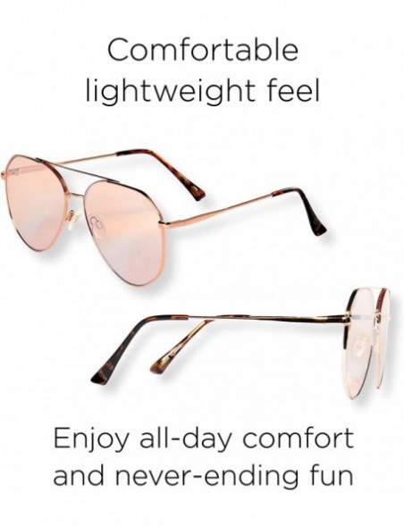 Aviator Modern Metal Aviator with Oversize Flat Mirror Lenses (Romeo) - Rose Gold/ Light Orange - C018Q0TZSZ8 $11.40