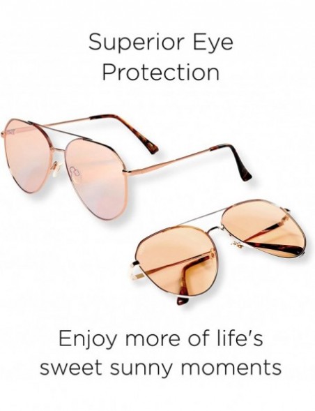 Aviator Modern Metal Aviator with Oversize Flat Mirror Lenses (Romeo) - Rose Gold/ Light Orange - C018Q0TZSZ8 $11.40