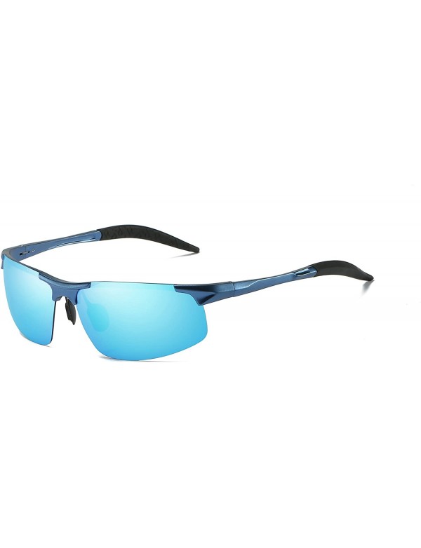 Rimless ETAI Men's Driving Polarized Sports Sunglasses Series UV400 Al-Mg Alloy For Men 8177 - Blue - C118GTMIC7T $21.41