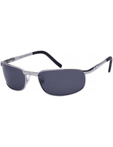 Rectangular Men's Metal Frame Sunglasses with Polarized Lens 25080S-P - Silver - CT126FWO9AT $10.18