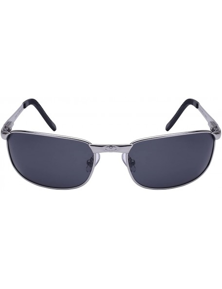 Rectangular Men's Metal Frame Sunglasses with Polarized Lens 25080S-P - Silver - CT126FWO9AT $10.18