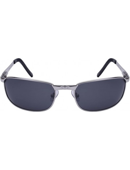 Rectangular Men's Metal Frame Sunglasses with Polarized Lens 25080S-P - Silver - CT126FWO9AT $10.18