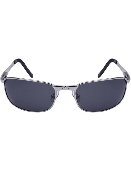 Rectangular Men's Metal Frame Sunglasses with Polarized Lens 25080S-P - Silver - CT126FWO9AT $10.18