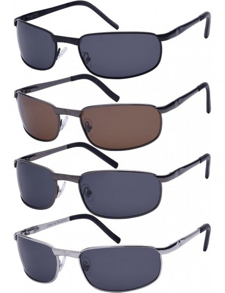 Rectangular Men's Metal Frame Sunglasses with Polarized Lens 25080S-P - Silver - CT126FWO9AT $10.18