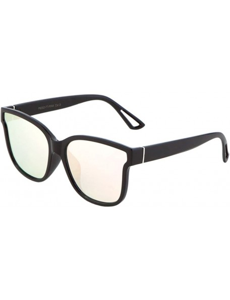 Cat Eye Flat Lens Rose Gold Classic Frame Cat Eye Sunglasses - Black - CR190DWLDN8 $17.05