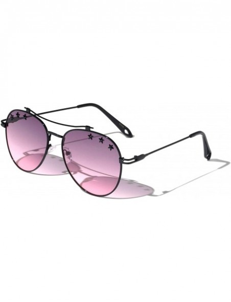 Round Round Oceanic Color Lens Stars Aviator Sunglasses - Purple Black - CD197L6ZYKM $14.09